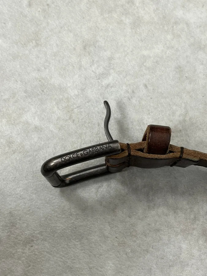 2000s Dolce & Gabbana Brown Studded Leather Belt LsXSzQT 7