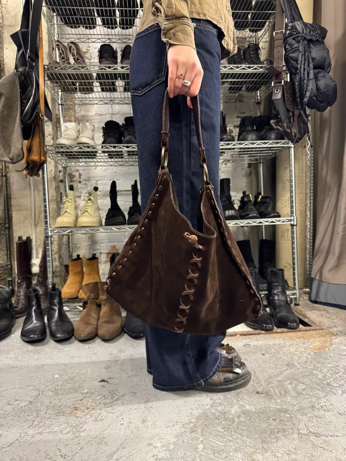 2000s Dolce & Gabbana Brown Suede Leather Bag (OS) 0