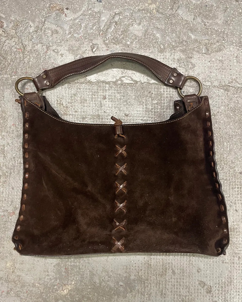 2000s Dolce & Gabbana Brown Suede Leather Bag (OS) 1