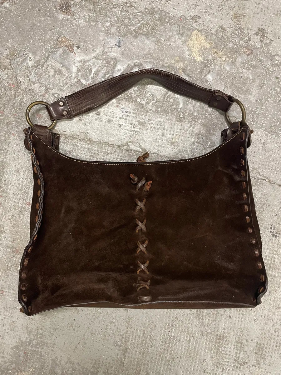 2000s Dolce & Gabbana Brown Suede Leather Bag (OS) 2