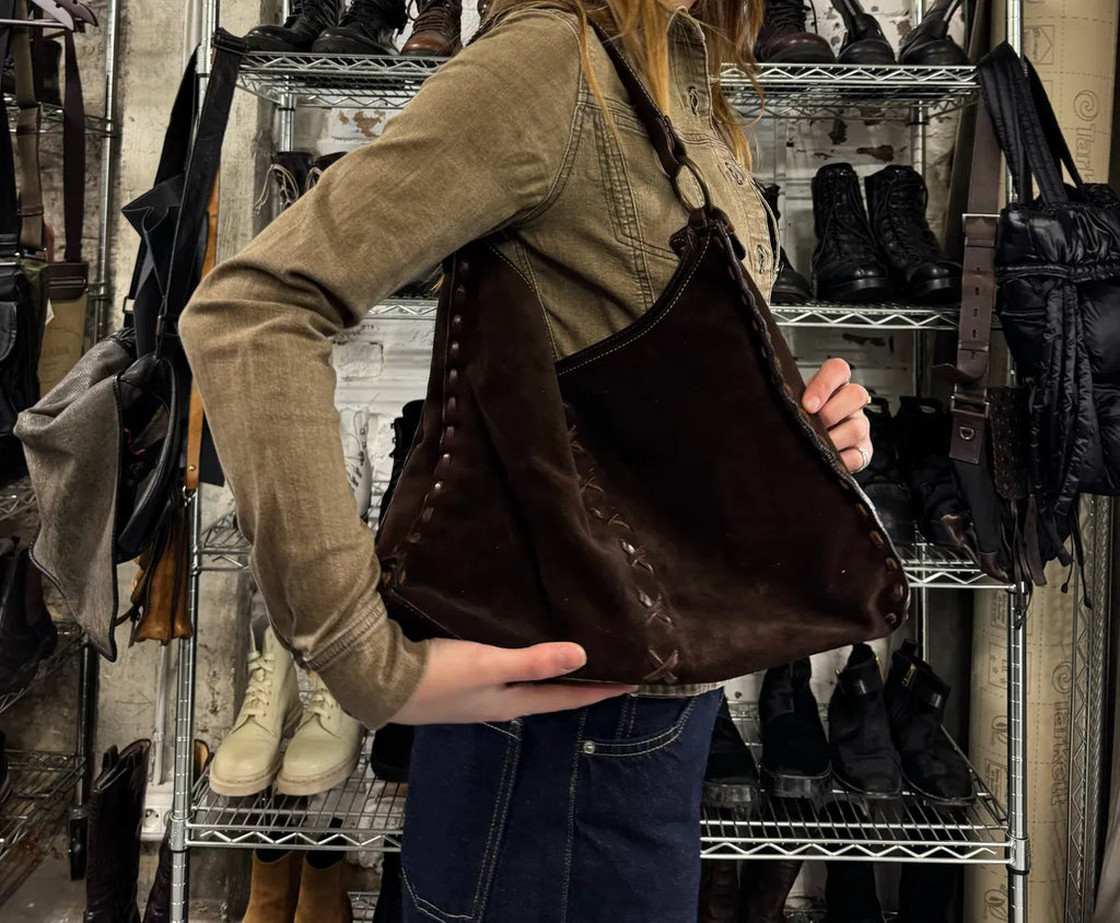 2000s Dolce & Gabbana Brown Suede Leather Bag (OS) 3