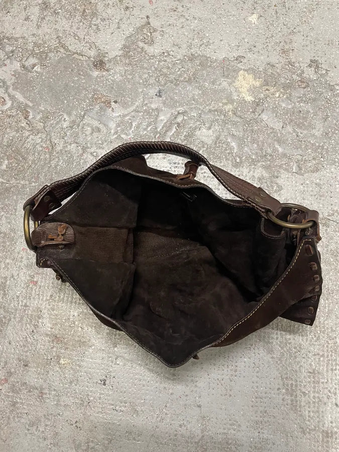 2000s Dolce & Gabbana Brown Suede Leather Bag (OS) 5