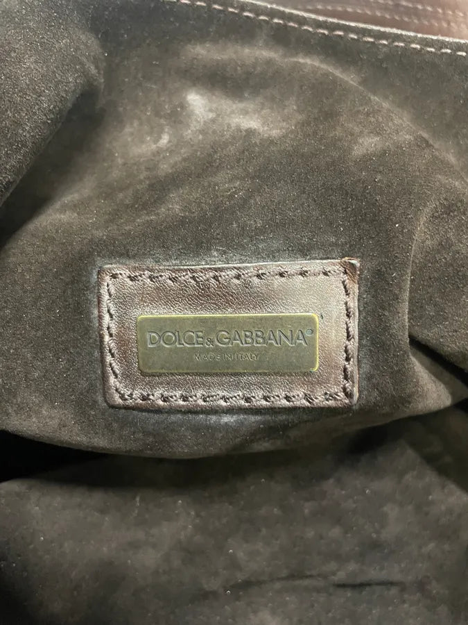 2000s Dolce & Gabbana Brown Suede Leather Bag (OS) 9