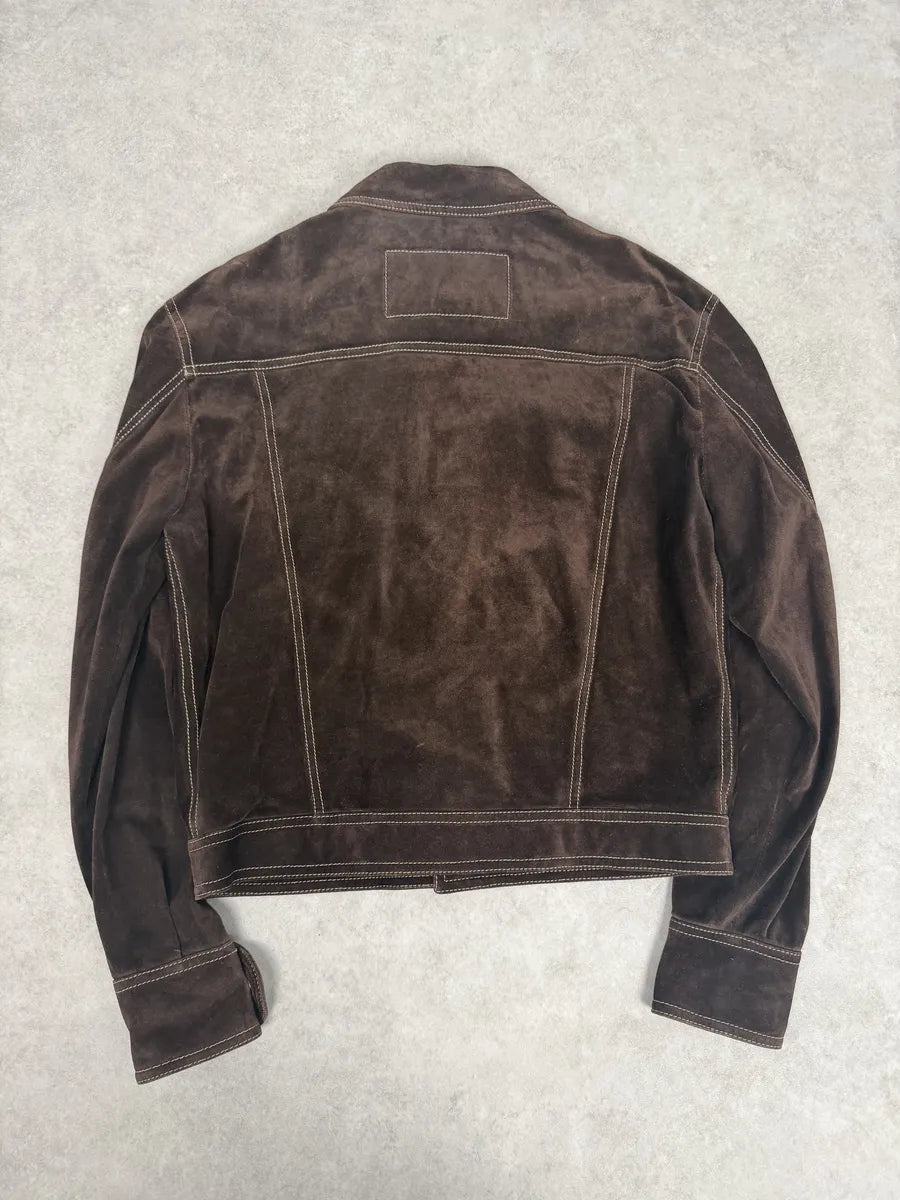 2000s Dolce & Gabbana Brown Suede Leather Jacket hvAhQqJ 1