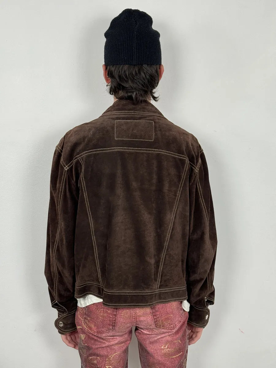 2000s Dolce & Gabbana Brown Suede Leather Jacket hvAhQqJ 3