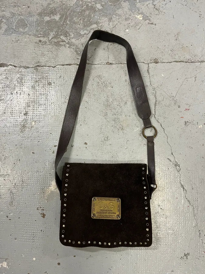 2000s Dolce & Gabbana Brown Suede Leather Shoulder Bag yeGPQaD 0