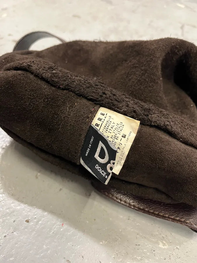 2000s Dolce & Gabbana Brown Suede Leather Shoulder Bag yeGPQaD 6