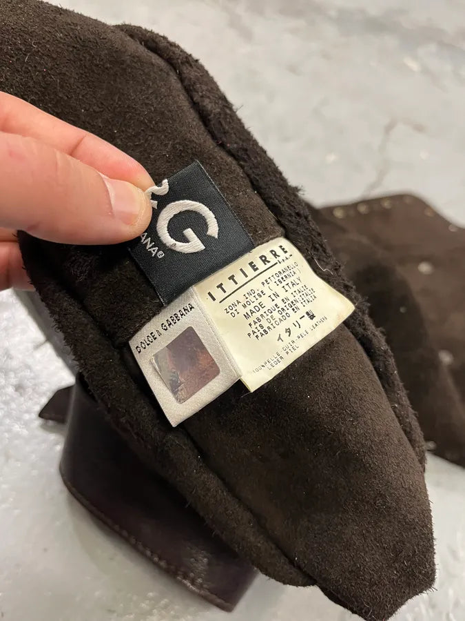 2000s Dolce & Gabbana Brown Suede Leather Shoulder Bag yeGPQaD 7