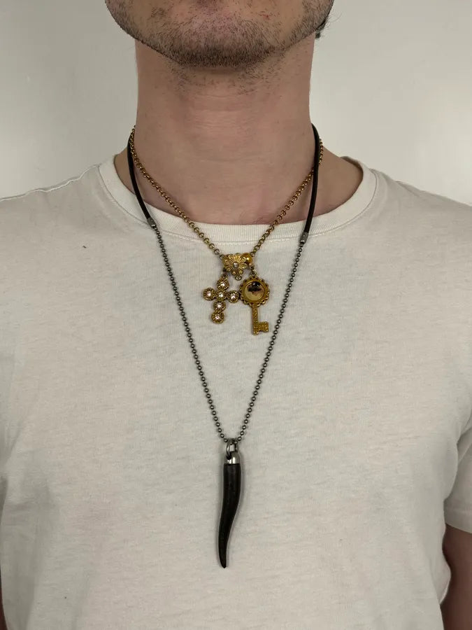 2000s Dolce & Gabbana Black Tooth Leather Necklace boMQkdi 1