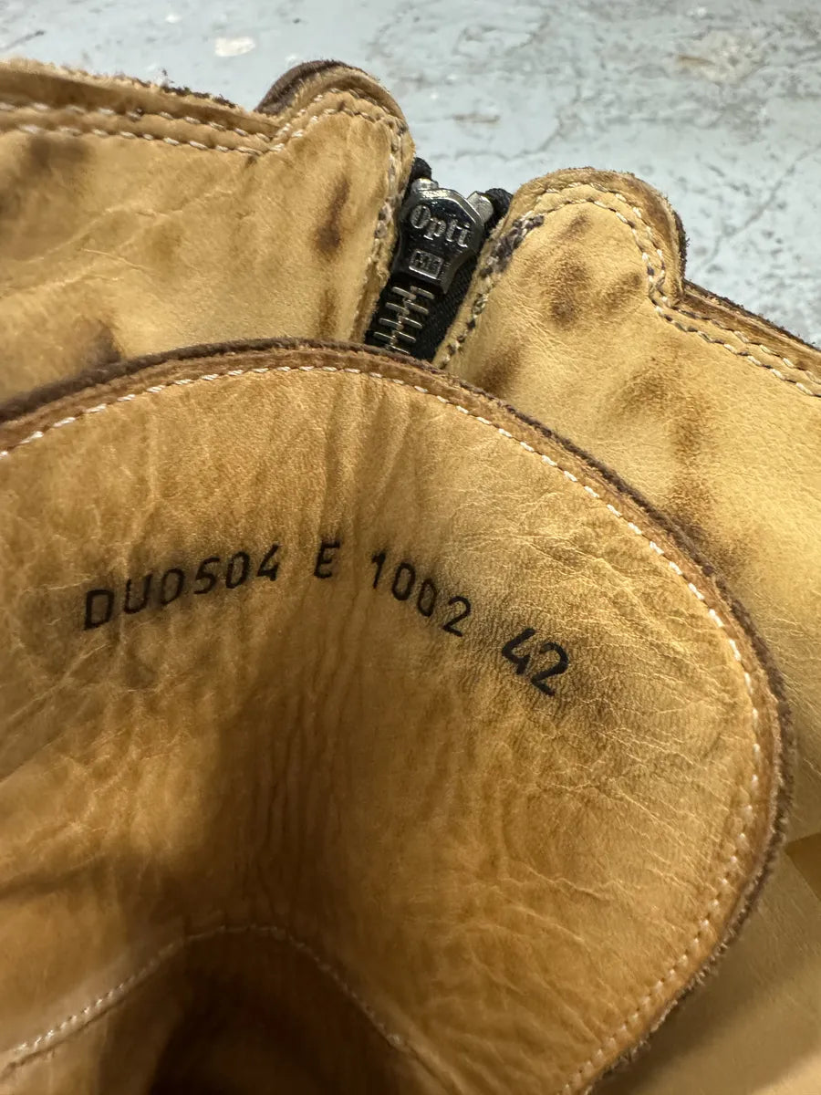 2000s Dolce & Gabbana Laced Multi Zips Eyelet Brown Ankle Boots GdtMcZh 9