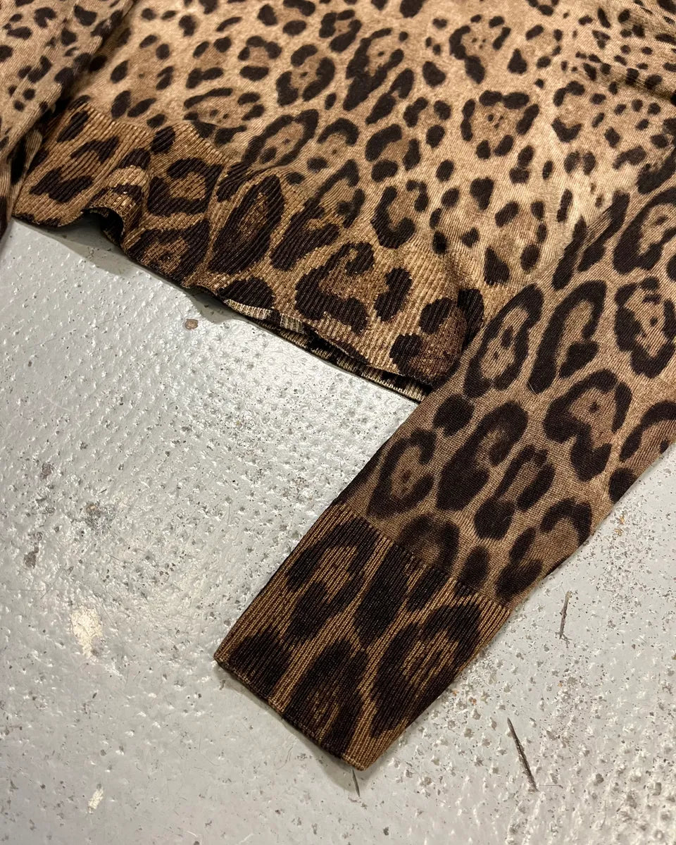 2000s Dolce & Gabbana Brown V-Neck Leopard Sweater lVomiAA 5