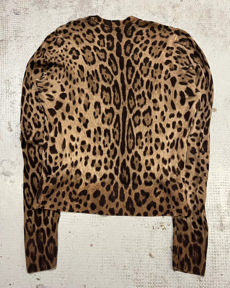 2000s Dolce & Gabbana Brown V-Neck Leopard Sweater lVomiAA 6