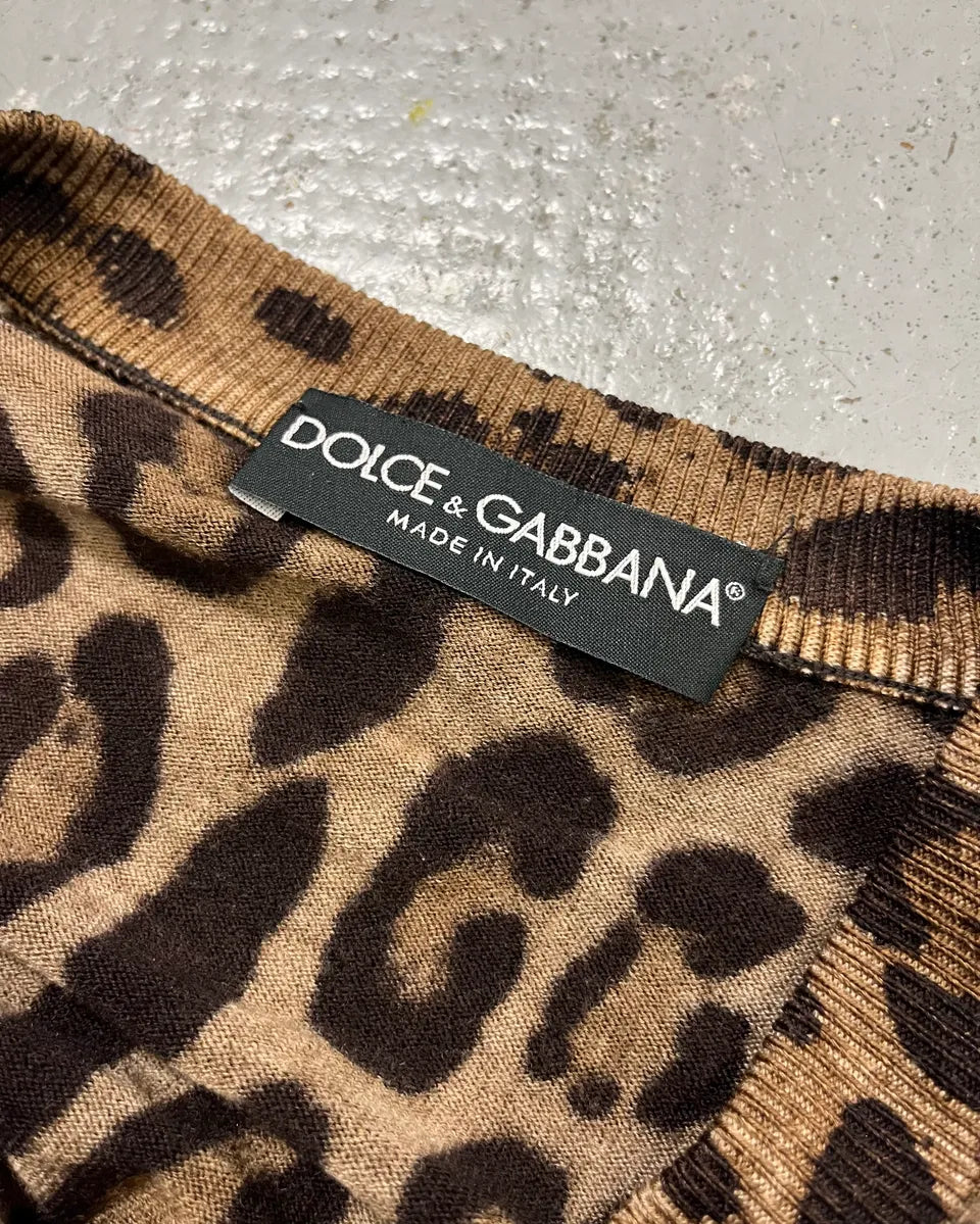 2000s Dolce & Gabbana Brown V-Neck Leopard Sweater lVomiAA 7