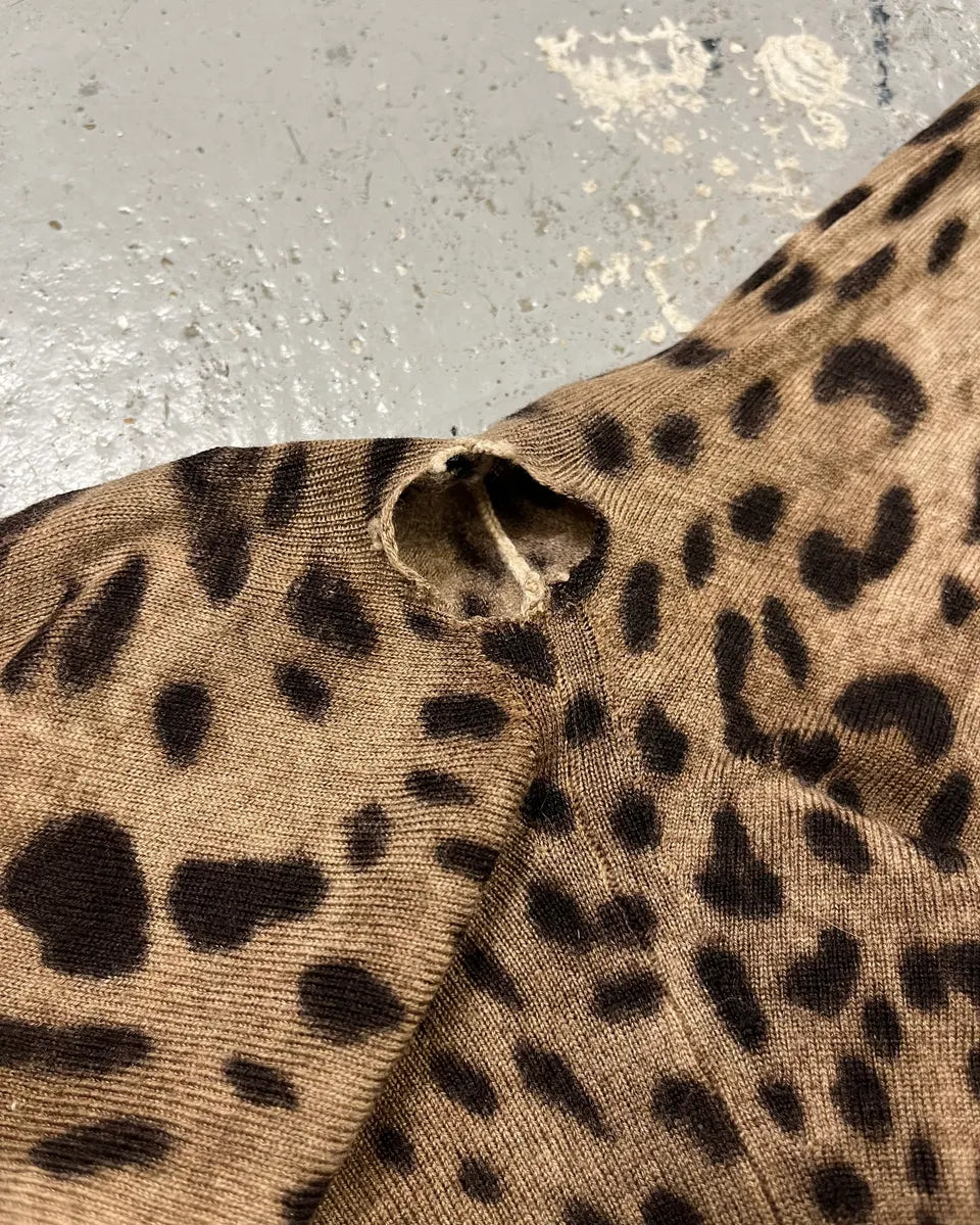 2000s Dolce & Gabbana Brown V-Neck Leopard Sweater lVomiAA 8