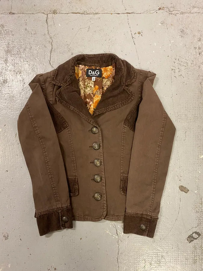 2000s Dolce & Gabbana Brown Velvet Blazer Jacket irGNEVG 2