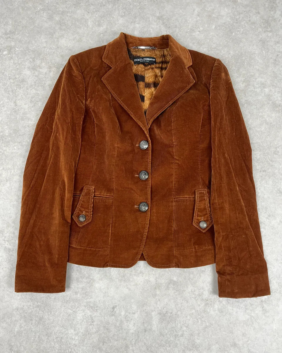 2000s Dolce & Gabbana Brown Velvet Jacket BpiDCHE 2