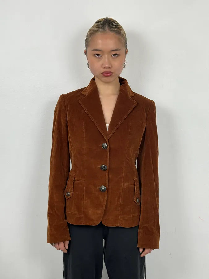 2000s Dolce & Gabbana Brown Velvet Jacket BpiDCHE 0