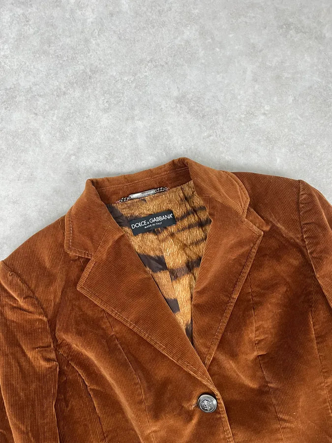 2000s Dolce & Gabbana Brown Velvet Jacket BpiDCHE 4