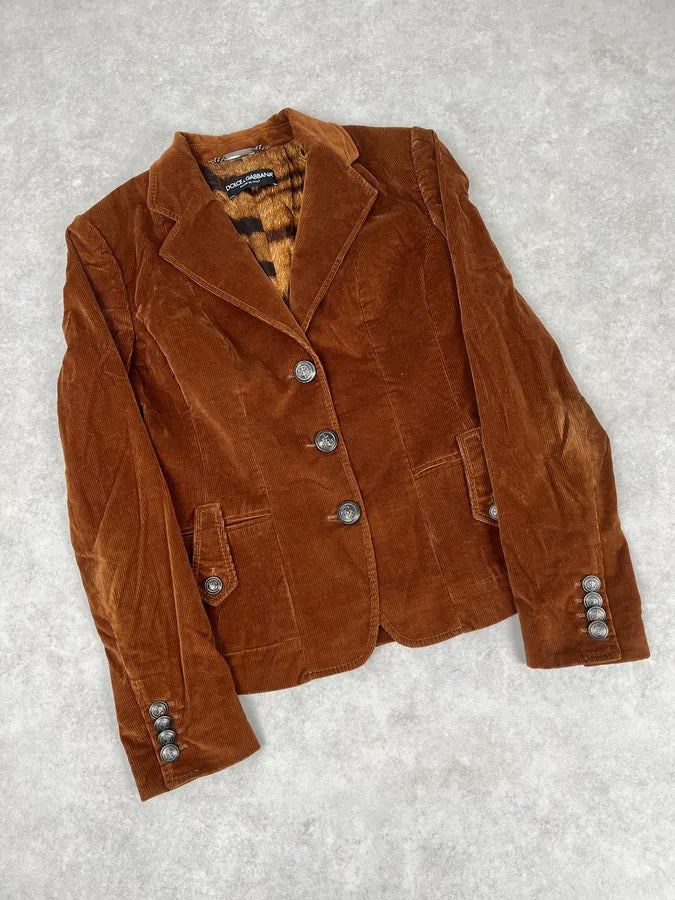 2000s Dolce & Gabbana Brown Velvet Jacket BpiDCHE 3