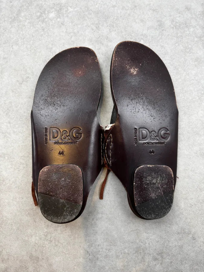 2000s Dolce & Gabbana Brown White Cow Pony Hair Sandals IHYqcid 5