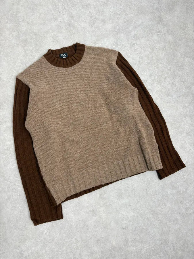 2000s Dolce & Gabbana Brown Wool & Grey Sweater XRWjpho 3