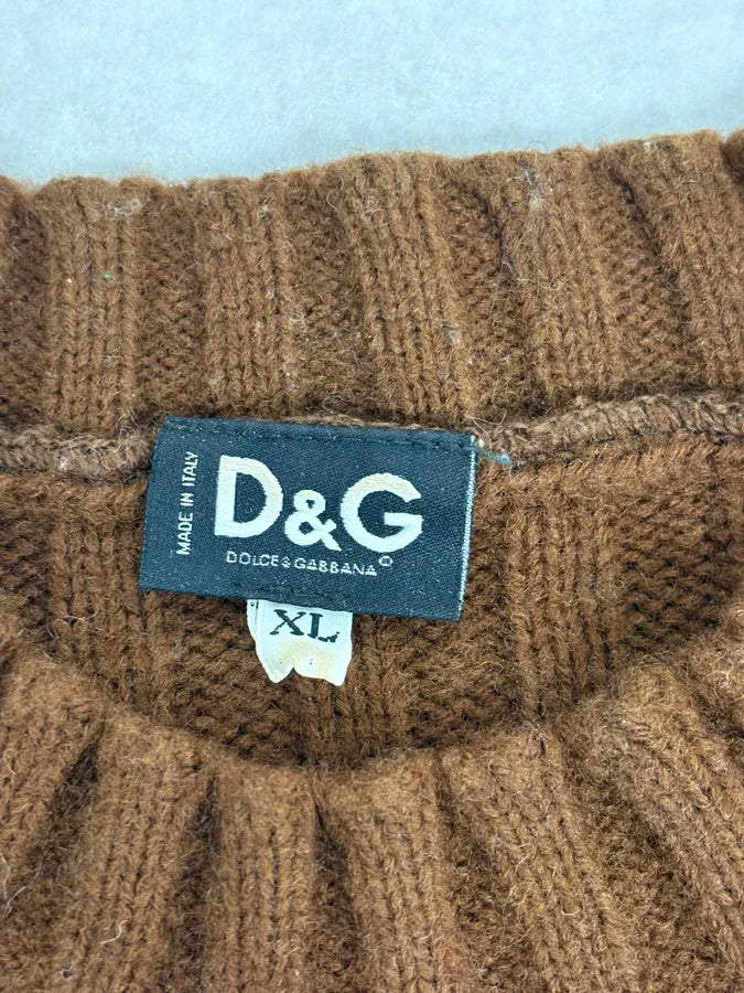 2000s Dolce & Gabbana Brown Wool & Grey Sweater XRWjpho 7