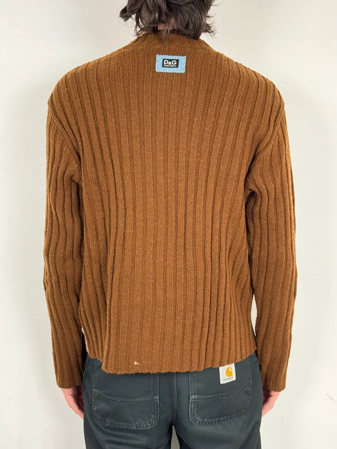 2000s Dolce & Gabbana Brown Wool & Grey Sweater XRWjpho 1