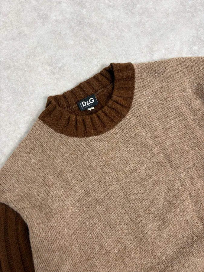 2000s Dolce & Gabbana Brown Wool & Grey Sweater XRWjpho 4