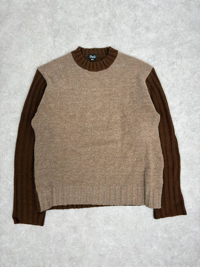 2000s Dolce & Gabbana Brown Wool & Grey Sweater XRWjpho 2