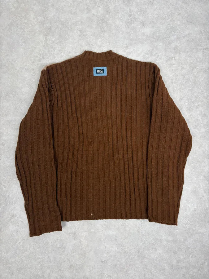 2000s Dolce & Gabbana Brown Wool & Grey Sweater XRWjpho 5