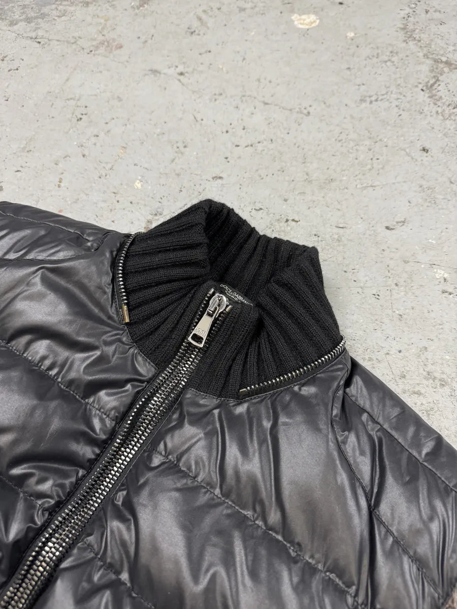 2000s Dolce & Gabbana Brown Wool Arms & Black Fleece Puffer Jacket JfKXYVq 10