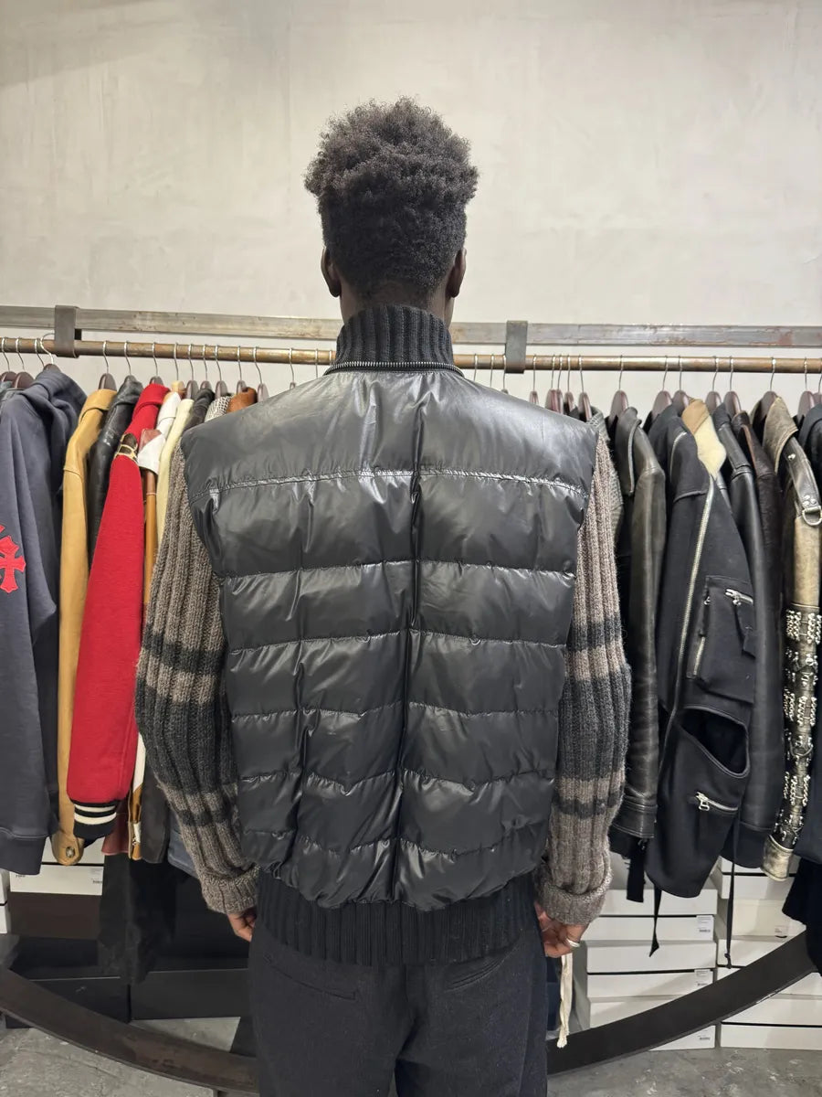 2000s Dolce & Gabbana Brown Wool Arms & Black Fleece Puffer Jacket JfKXYVq 2