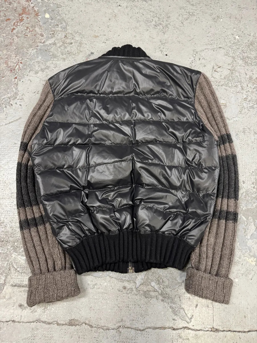 2000s Dolce & Gabbana Brown Wool Arms & Black Fleece Puffer Jacket JfKXYVq 3