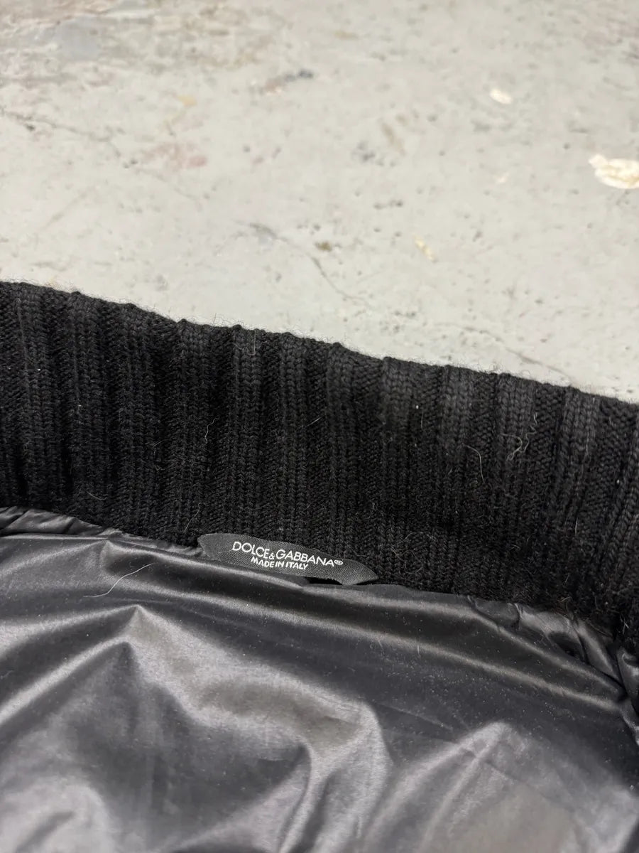 2000s Dolce & Gabbana Brown Wool Arms & Black Fleece Puffer Jacket JfKXYVq 8