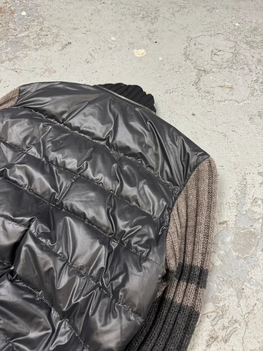 2000s Dolce & Gabbana Brown Wool Arms & Black Fleece Puffer Jacket JfKXYVq 9