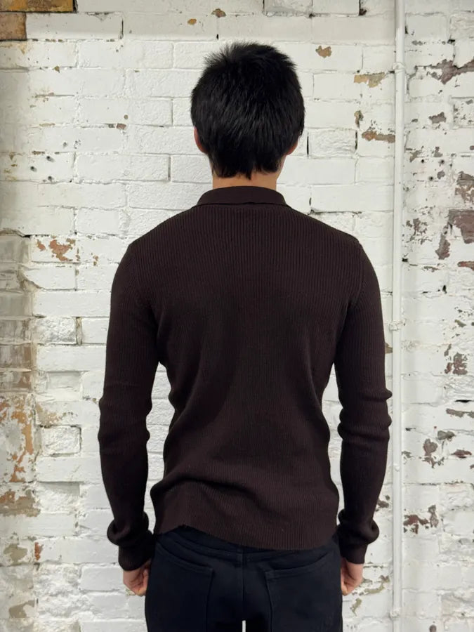 2000s Dolce & Gabbana Brown Wool Polo Longsleeves ZMAJxft 2