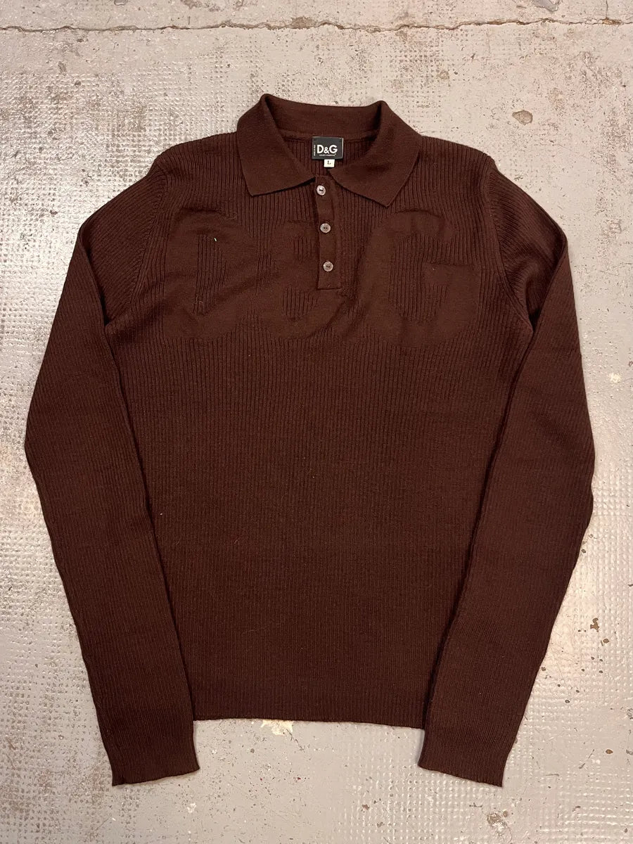 2000s Dolce & Gabbana Brown Wool Polo Longsleeves ZMAJxft 3