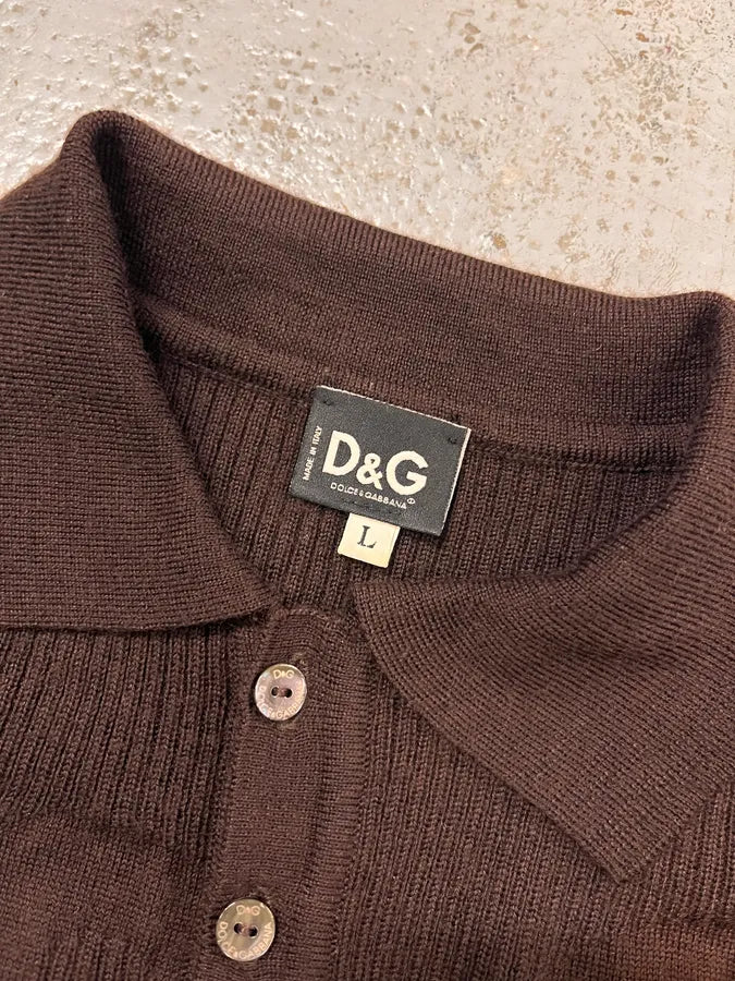 2000s Dolce & Gabbana Brown Wool Polo Longsleeves ZMAJxft 7