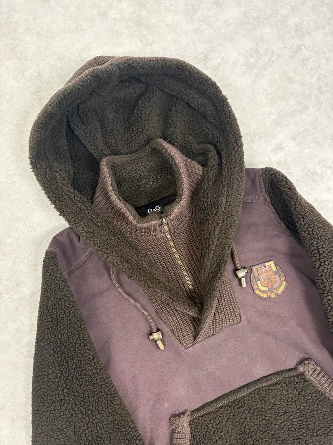 AW2008 Dolce & Gabbana Brown Wool Sherpa Lined Hoodie yaKACmk 4