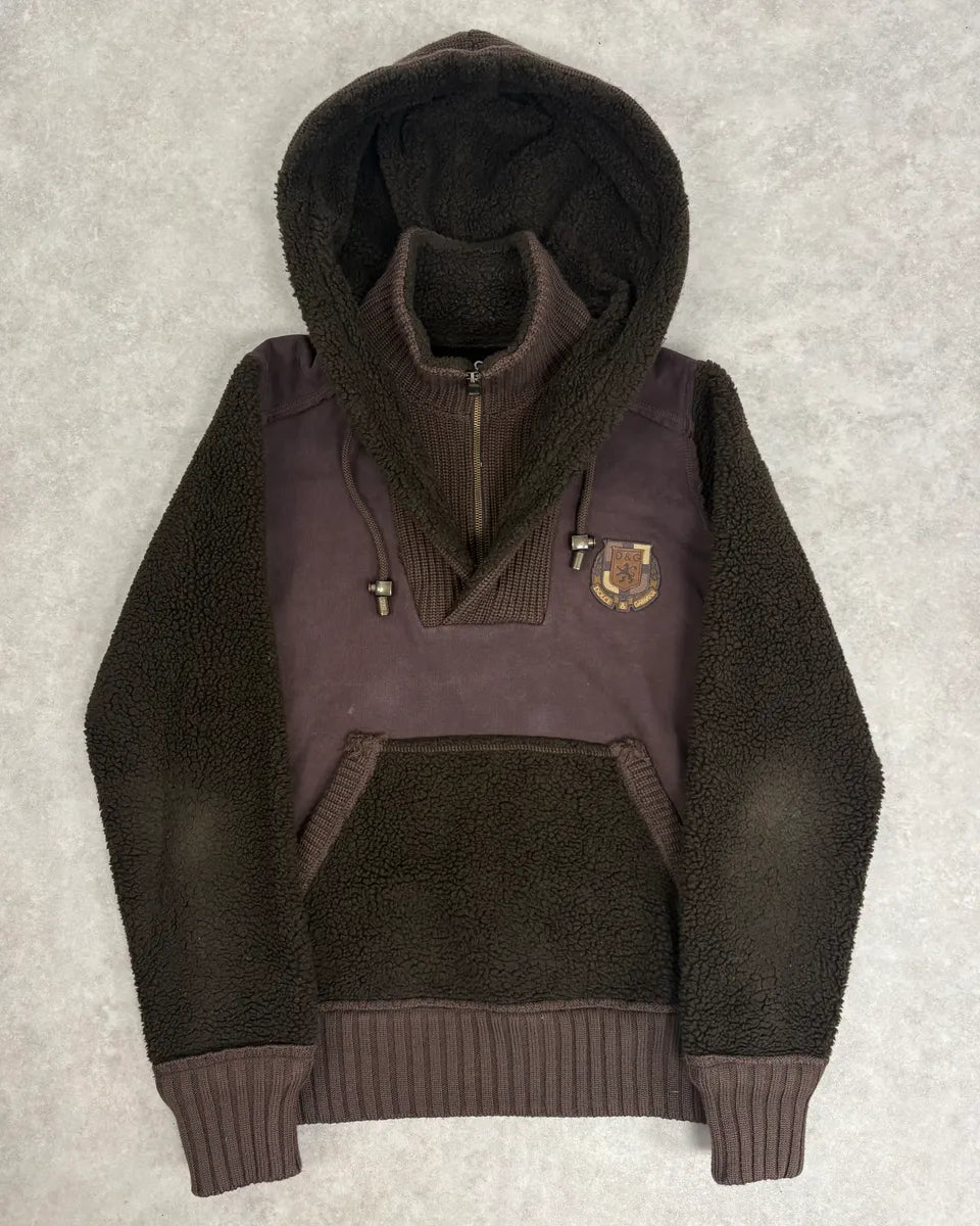 AW2008 Dolce & Gabbana Brown Wool Sherpa Lined Hoodie yaKACmk 0