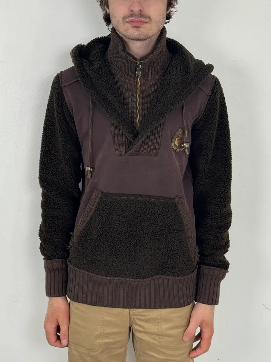 AW2008 Dolce & Gabbana Brown Wool Sherpa Lined Hoodie yaKACmk 1