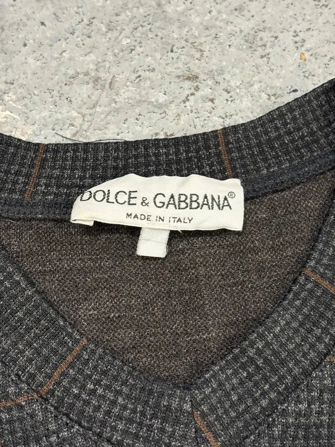 1990s Dolce & Gabbana Grey Brown Wool Sweater CAlJzqO 5