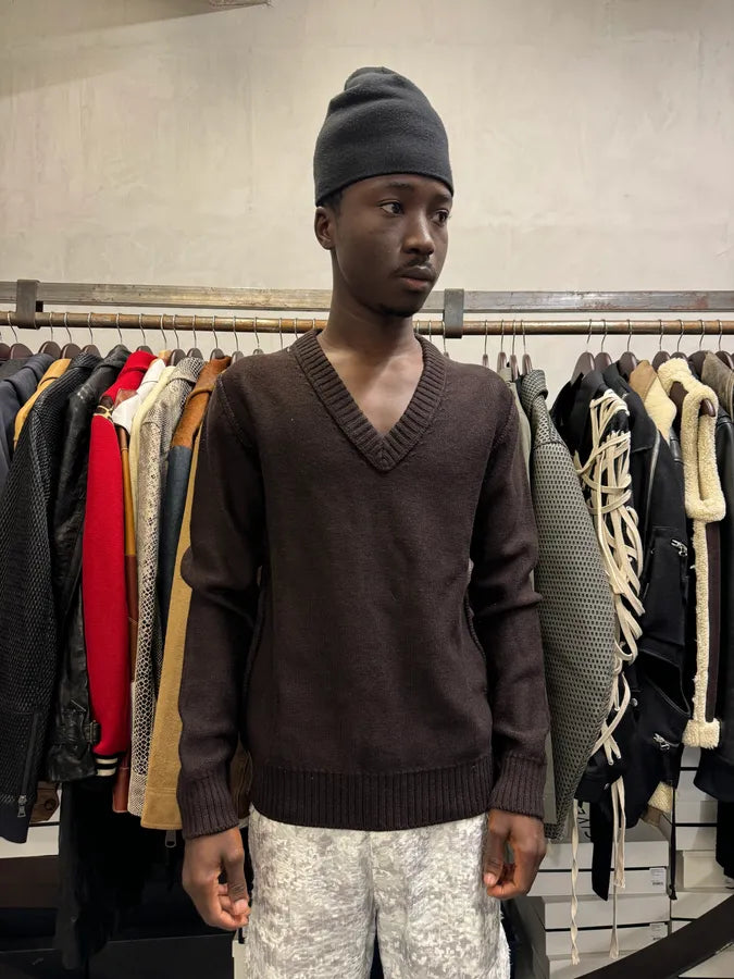 2000s Dolce & Gabbana Brown Wool V-Necker Sweater fEpJsZa 1