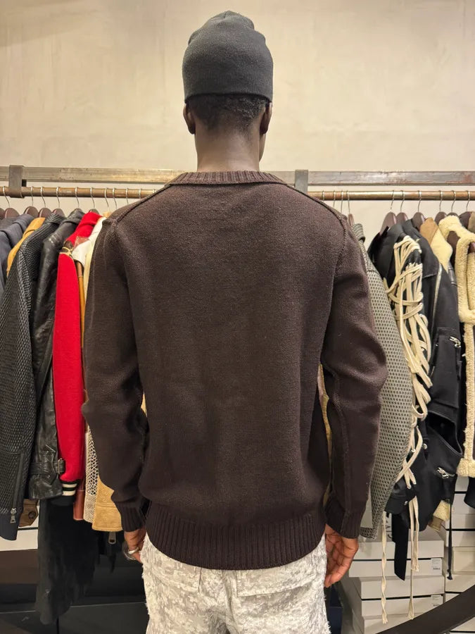 2000s Dolce & Gabbana Brown Wool V-Necker Sweater fEpJsZa 2