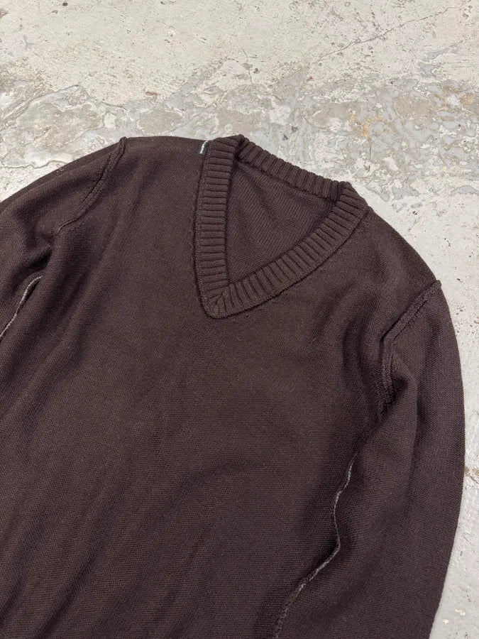 2000s Dolce & Gabbana Brown Wool V-Necker Sweater fEpJsZa 4