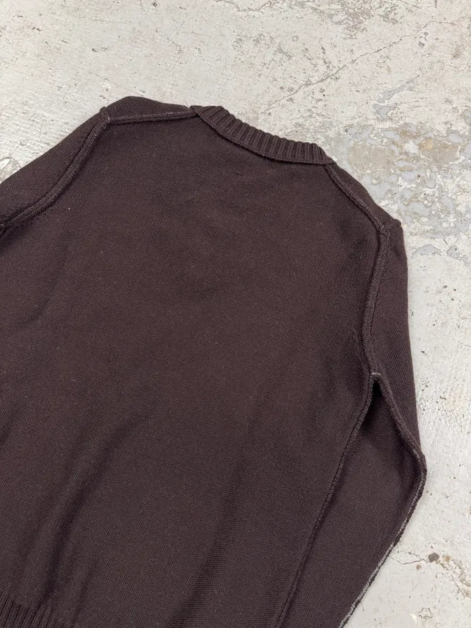 2000s Dolce & Gabbana Brown Wool V-Necker Sweater fEpJsZa 5