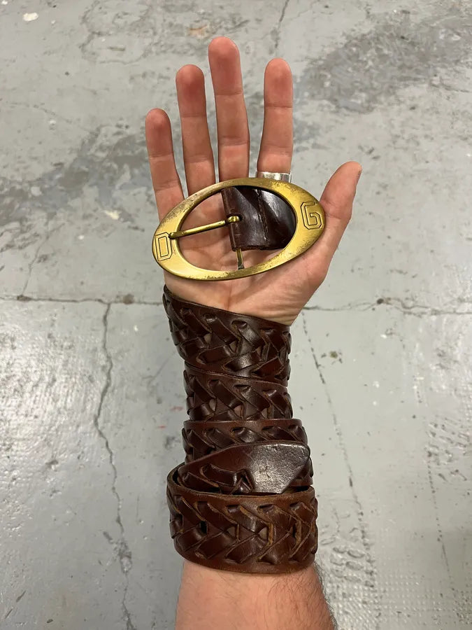 2000s Dolce & Gabbana Brown Woven Leather Belt cNAsLZU 0