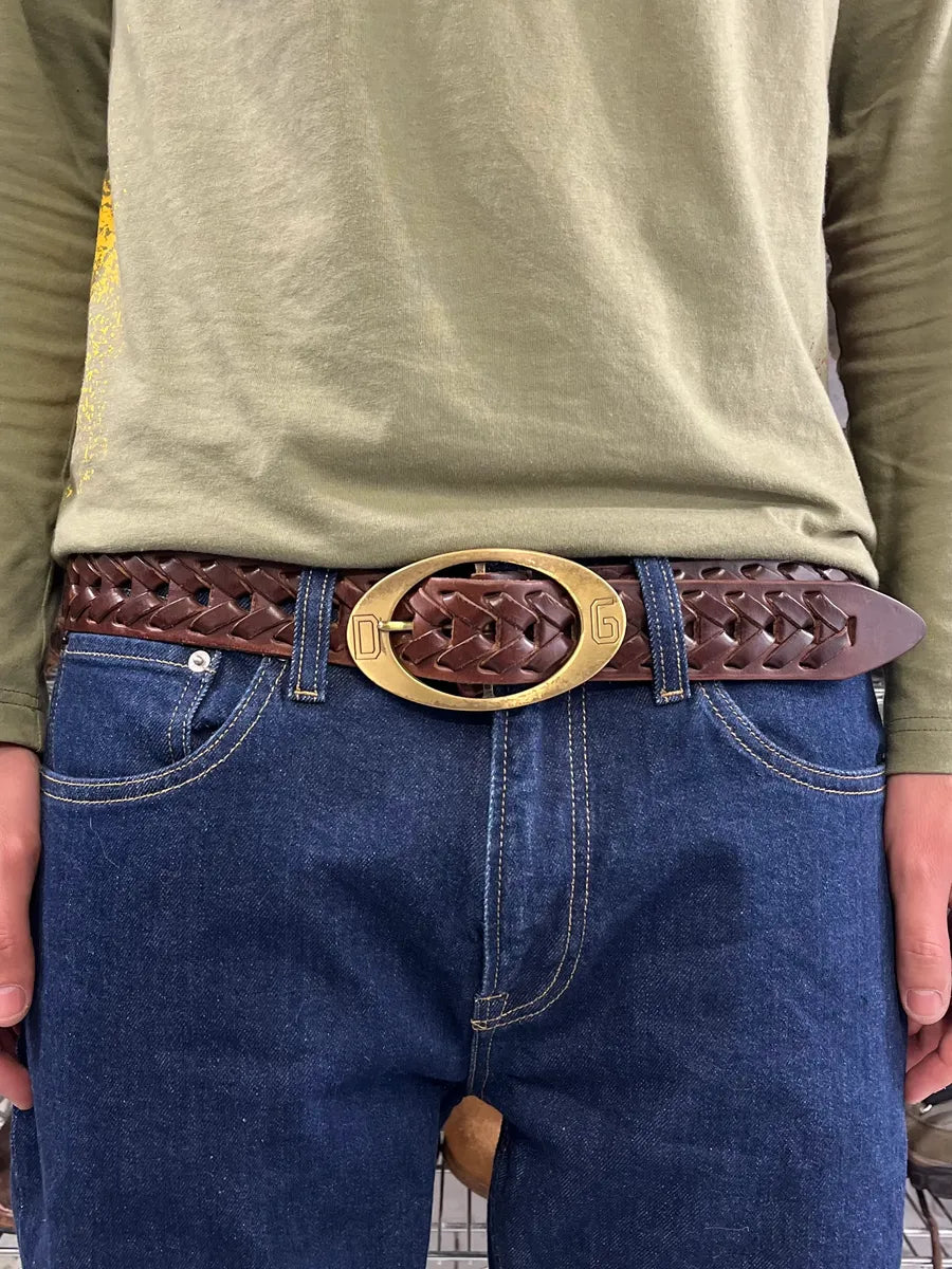 2000s Dolce & Gabbana Brown Woven Leather Belt cNAsLZU 1