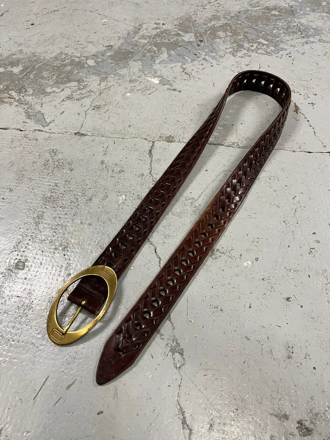 2000s Dolce & Gabbana Brown Woven Leather Belt cNAsLZU 2