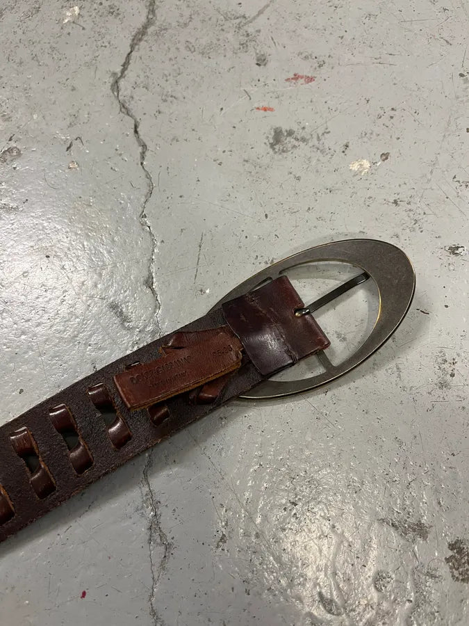 2000s Dolce & Gabbana Brown Woven Leather Belt cNAsLZU 6